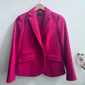 NEW TALBOTS Women's Wool Blend Red Blazer Two Buttons Jacket Size 2P Old Money - Picture 1 of 9