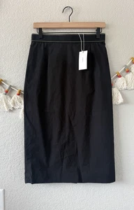 Vince Black Pull On Pencil Knee Length Skirt Unlined Careerwear Office NWT $245 - Picture 1 of 10