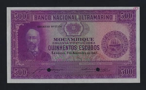 Portugal Mozambique 500 Escudos 1941 P-87s UNC SPECIMEN - Picture 1 of 2
