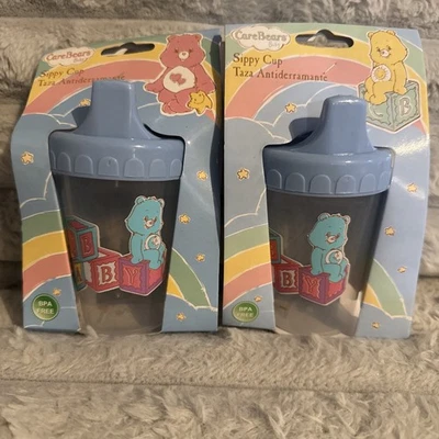 Lote de 2 tazas American Greetings Care Bears Baby Sippy 2008 vintage raras nuevas en paquete Foto 1 de 3
