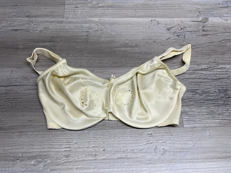 Vintage Lilyette Minimizer Bra Ivory White Sz 32DD Style C410 Floral Embroidered - Image 1 of 4