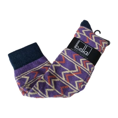 Calcetines hasta la rodilla Bella lana cachemir angora NUEVO púrpura amarillo naranja geométrico Foto 1 de 4