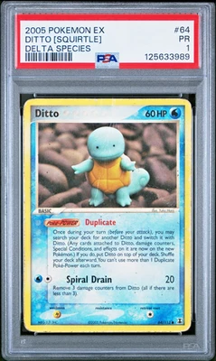 PSA 1 2005 Pokemon EX Delta Species Ditto Squirtle Non Holo 64/113 - Image 1 of 2