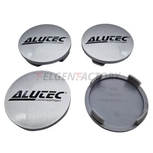 4X Alutec Nabendeckel 60mm Silber (N23) Logo Schwarz (ALH) - Original Felgend... - Bild 1 von 4