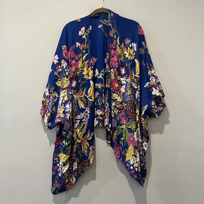 Anthropologie Saachi Floral Kimono Cardigan Women’s One Size Blue Modal Boho - Image 1 of 4