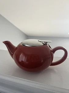 Certified International Red Glossy Infuser Stoneware Teapot Vintage Ceramic - Picture 1 of 13