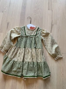 Vintage Bryan Girls Dress Green Floral Little House On the Prairie Style Sz 5 - Picture 1 of 4