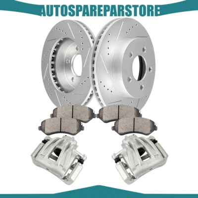 Brake Calipers w/ Rotors & Ceramic pads Front Drilled For 2002-2007 Jeep Liberty - Изображение 1 из 4