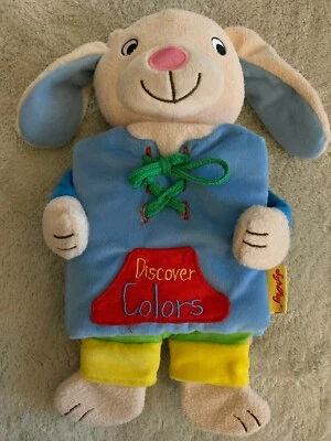 Softplay Bunny Rabbit Fleece Cloth Book Discover Colors Dolphin Duck Cherries - Image 1 of 4