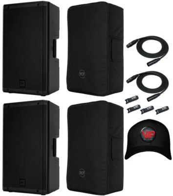 2x RCF ART 912-A 12" 2100W Active 2Way Speaker w/DSP + CVR ART 912 + Accessories - Image 1 of 4