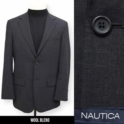 NAUTICA Hombres Carbón Sólido MEZCLA DE LANA Gris Abrigo Deportivo Traje Chaqueta Blazer 38 R Foto 1 de 4