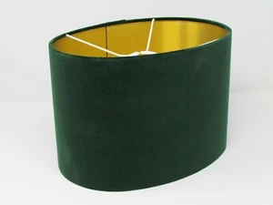 Pantalla de lámpara bosque terciopelo verde cepillado oro ovalado sombra de luz - Imagen 1 de 12