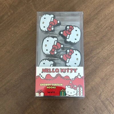 Hello Kitty Christmas Shower Curtain Hooks - Red and White, Set of 12, 2023, New - Image 1 of 4