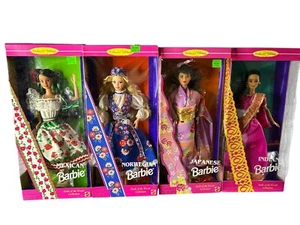 '95 Mattel DOTW Collector Edition Mexican-Norwegian-Japanese-Indian Barbies NIB - Picture 1 of 1