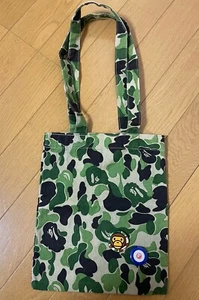 A BATHING APE camouflage Green Tote bag Old ape Vintage 90s 00s with Can badges - Picture 1 of 10