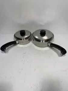 Saladmaster T304S 1 Qt & 2 Qt Tri-Clad Saucepan Pot Pan Stainless Vapo Lid - Picture 1 of 23