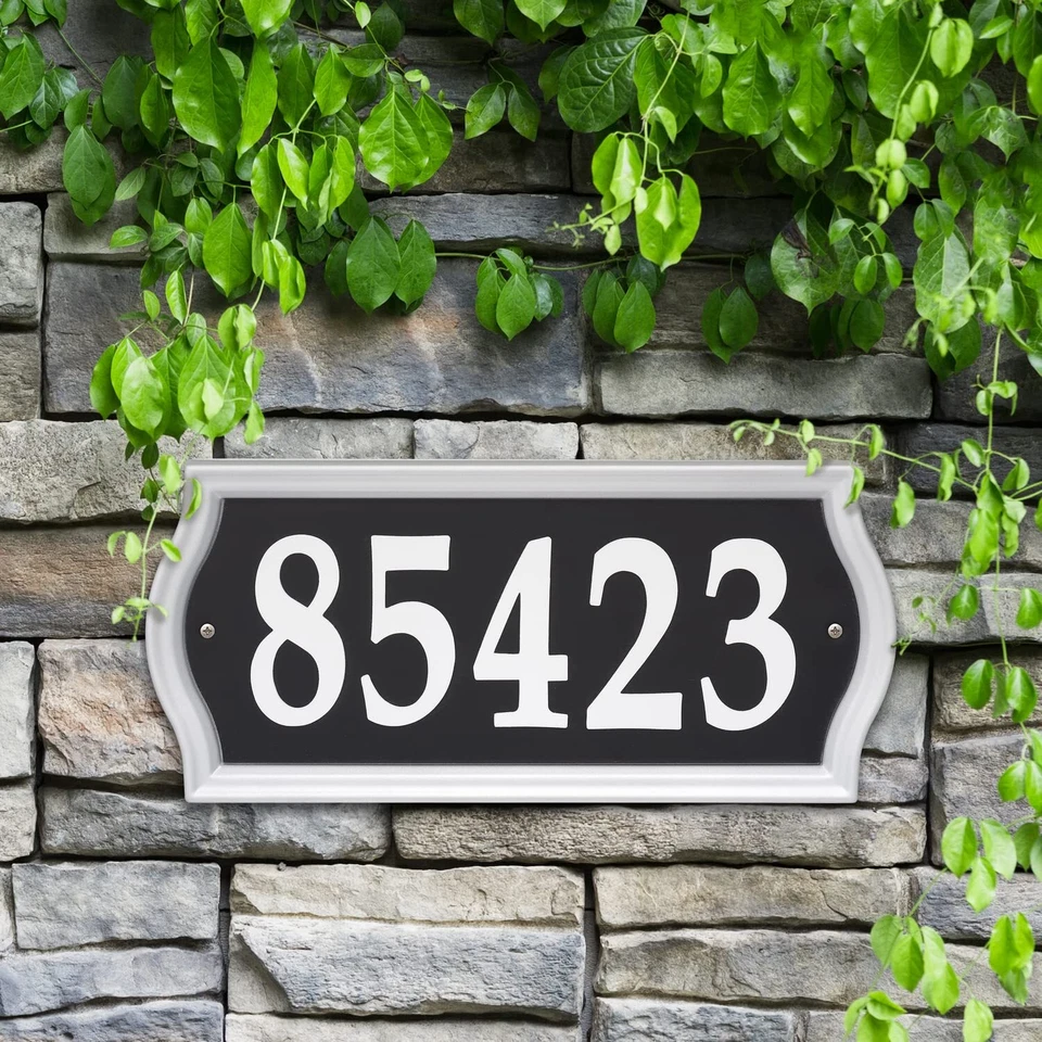 14341 Nite Bright Ashland Reflective Address Numbers Sign Black/Silver - Image 1 of 4