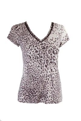 Camiseta para dormir Club Room marrón manga corta estampado animal S Foto 1 de 3