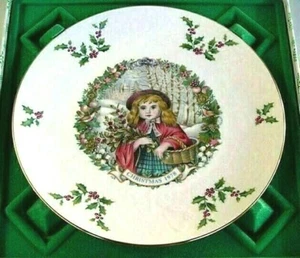 Plato de niña de Navidad victoriano Royal Doulton 1978 sin usar, en caja - Imagen 1 de 4