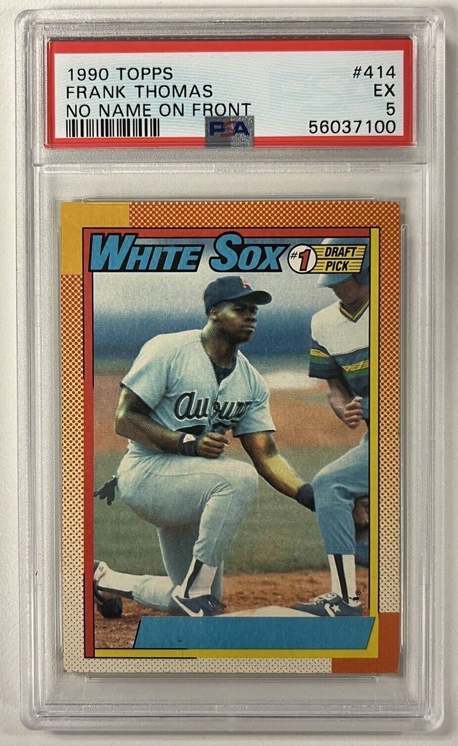1990 Topps #414 Frank Thomas RC Rookie No Name On Front NNOF Variation PSA 5
