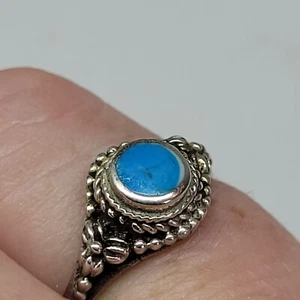 07K14 JOLIE STYLE ANCIENNE BAGUE EN ARGENT MASSIF TURQUOISE 925 TAILLE 53 - Imagen 1 de 4
