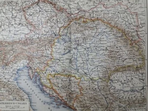 1890 Austro Hungarian Empire Geographical Vintage Map Hasburg 11.5 x 9 C18-3 - Picture 1 of 3