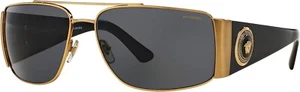 NWT VERSACE Sunglasses VE 2163 100281 63MM GOLD W GREY SUNGLASSES NIB POLARIZED - Picture 1 of 1