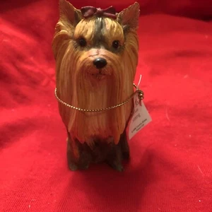 Country Artists Yorkie Dog Sitting hand-painted and handcrafted (2008￼) - Picture 1 of 7