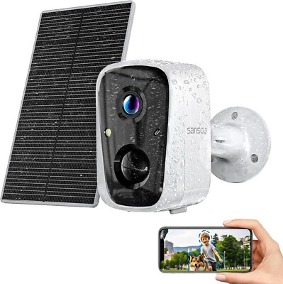 SANSCO 4MP Solar Battery Powered Wifi Security Camera Wireless 2-Way Audio PIR Outdoor