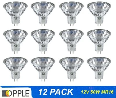12 x 12V 50W MR16 Halogen Light Lamp Globes Bulb with Glass Cover Gu5.3 Dimmable - Image 1 of 3