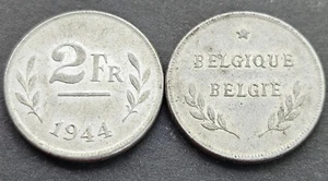 BELGIUM 2 FRANCS 1944 IRON LIBERATION WW2 BELGIUM - Picture 1 of 5