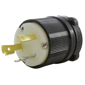 NEMA L7-30P 30A 277V 3-Prong Locking Macho Plug Assembly en negro por AC WORKS® - Imagen 1 de 6