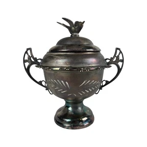 Wm A ROGERS Silver Plated Sugar Bowl Spoon Holder Vintage URN Victorian Trophy - Picture 1 of 13