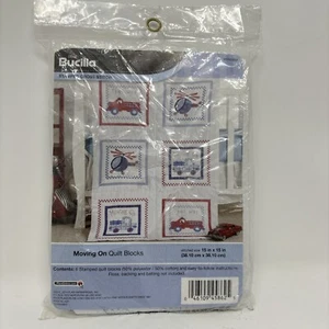 "Bucilla - bewegliche Quiltblöcke - gestempelter Kreuzstich - 6 Blöcke 15""x15" - Bild 1 von 3