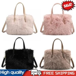Women Faux Fur Crossbody Bag Adjustable Strap Handbag Clutch Purse Satchel Purse - Picture 1 of 16