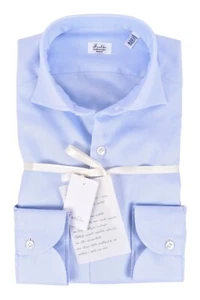 NEU Fralbo Napoli handgefertigtes Baumwollhemd 42 (US 16,5) blau Oxford normale Passform - Bild 1 von 6