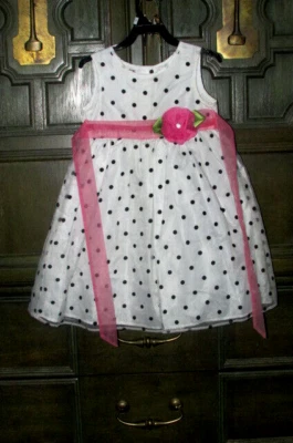 VESTIDO blanco con lunares negros sobre nailon blanco transparente, slip con tul talla 4 (Nclst 5) Foto 1 de 4