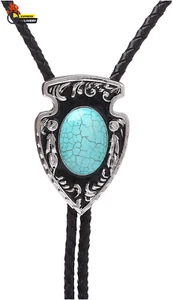 Black Bolo Tie for Men, Native American Western Cowboy Bolo Tie - Picture 1 of 12