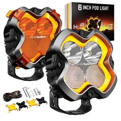 NOVSIGHT HALO Pro Series 6-inch LED Pod Work Lights Spot Flood Combo Off-Road 2x - Image 1 of 4