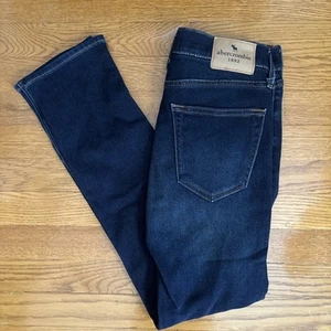 Abercrombie Kids Girl's Skinny Jeans Dark Blue Stretchy Denim Size 13/14 EUC - Picture 1 of 5