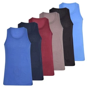 Mens Vest Tops Cotton Plain Classic Vests Summer Training Gym Tank Top Pack NEW - Picture 1 of 7