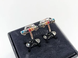 Paul Smith Manschettenknöpfe - Neu mit Etikett Signatur Streifen 3D Mini Manschettenknöpfe UVP: 110 £ - Bild 1 von 12