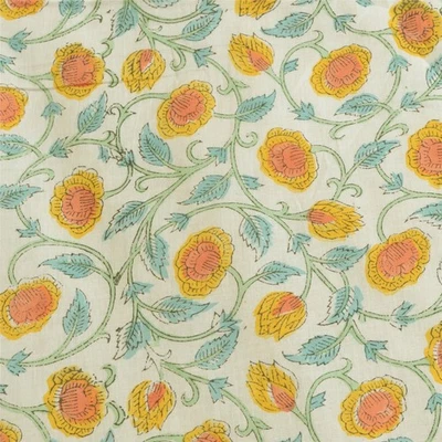 Bufandas Sanskriti Vintage Larga Dupatta Estola Algodón Puro Blanco Hiyab Estampado en Bloque Foto 1 de 4