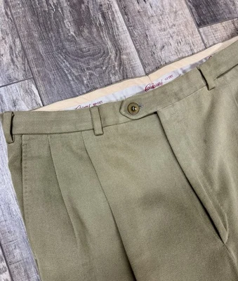 BRIONI olive green Moleskin Pants sz. 37/38 x 28 Made in Italy of 100% Cotton - Image 1 of 4