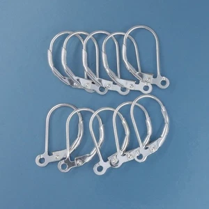 10 Sterling Silver Leverback Ear Wire Earrings w/Open Loop 9.6mm x 17mm #33526 - Picture 1 of 5