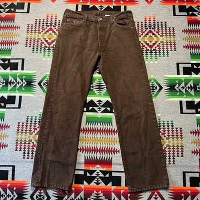Винтажный Levi's 501 коричневый джинсовой ткани кнопка мухи 5 карман брюки мужские 36 x 32 Y2K A2 - Изображение 1 из 4