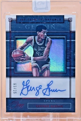 George Gervin 2019-20 Panini One & One #FT-GGV Red /25 (AU,SN,SSP) Spurs - Image 1 of 2