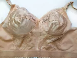 Vintage Bustier Longline Bra Large size 42A/95A with Lace Nude color New - Picture 1 of 12
