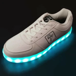 Estilos Eléctricos Zapatos LED Para Hombre Iluminación Brillo Tenis Lo Top Perno EDM Rave Blanco - Imagen 1 de 5