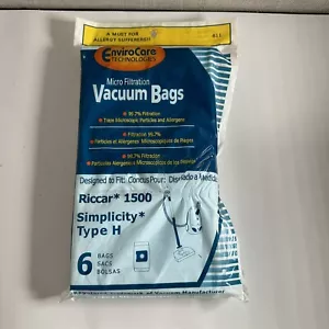 Vacuum Bags Riccar 1500 Simplicity Type H- 10 BAGS - Picture 1 of 6